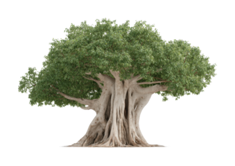 PNG Majestic ancient tree with lush green foliage and intricate roots