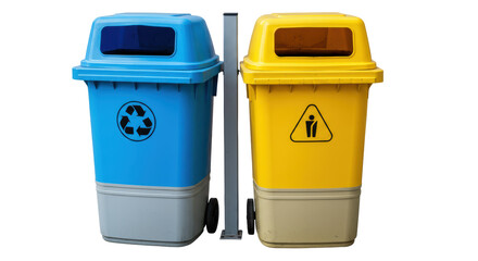 Isolated Trash Cans on White Background