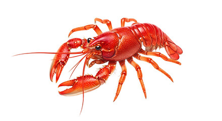 Detailed Illustration of a Vibrant Red Crawfish with Prominent Claws and Antennae