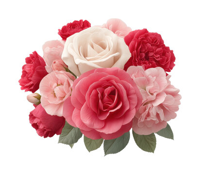 PNG Vibrant bouquet of pink and red roses and carnations