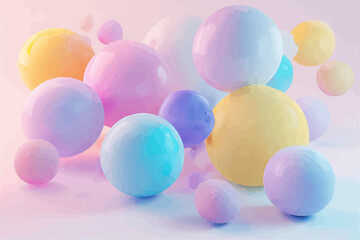 A picture of beautiful pastel balls with a dynamic background