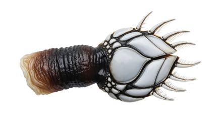Striking goose barnacle with textured stalk and calcified plates detailed view