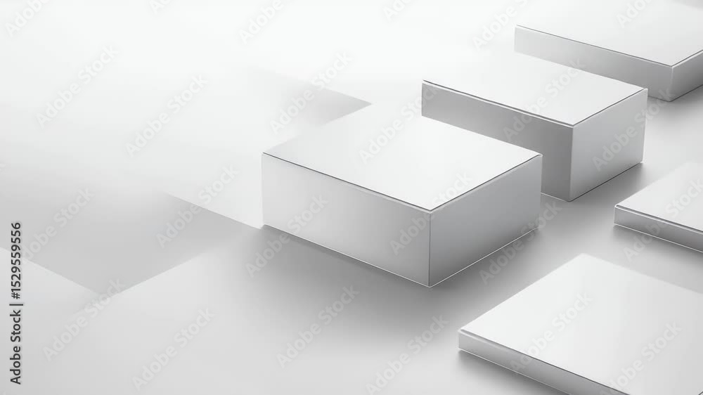 Poster abstract white cubes geometric pattern minimalist design architecture block construction monochrome 