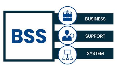 BSS - Business Support System acronym. business concept background. vector illustration concept with keywords and icons. lettering illustration with icons for web banner, flyer, landing page