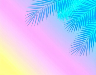 Holographic Tropical Palm Leaves with Vibrant Neon Gradient – Surreal Minimal Background