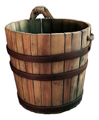 Large wooden bucket , isolated on transparent background, png