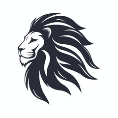 Majestic lion's head displays intricate detailing and bold monochrome palette, creating striking contrast