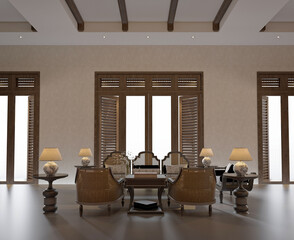 3d render modern living room