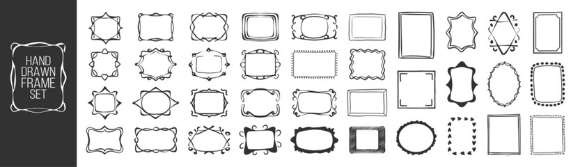 Collection of Hand Drawn Decorative Frames. Vintage and Modern Style Borders for Invitations, Scrapbooking, Cards, and Graphic Design Projects