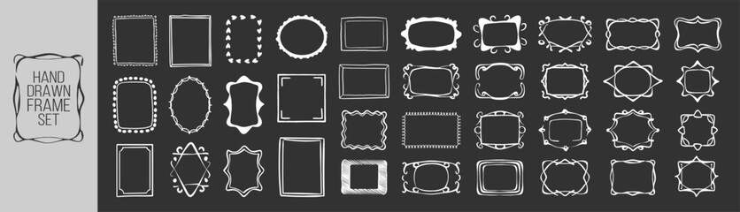 Collection of Hand Drawn Decorative Frames. Vintage and Modern Style Borders for Invitations, Scrapbooking, Cards, and Graphic Design Projects