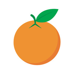 Tangerine Fruit With Leaf Outline Vector