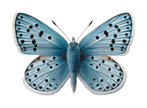 PNG Vibrant blue butterfly with detailed patterns and symmetrical wings spread