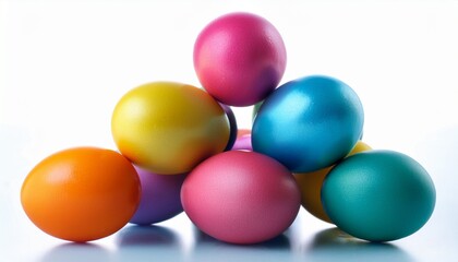 bunch of colorful eggs sitting on top of each other