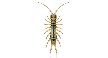 Detailed TopDown View of a Striped Centipede Insect with Antennae