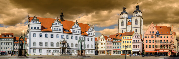 historic buildings at the old town of lutherstadt wittenberg