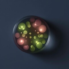 Microscopic Glowing Organisms in Petri Dish
