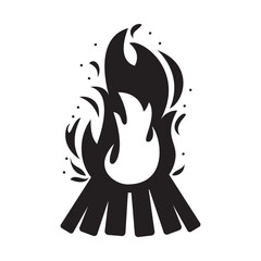 Bonfire Icon. Campfire and Flame Vector for Outdoor and Summer Design