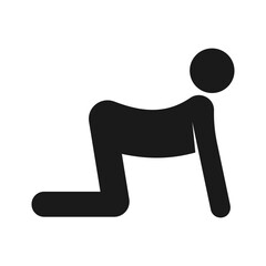 Cat Cow Pose Silhouette Icon. Yoga Stretch Vector