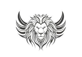 Elegant Lion Logo with Flowing Mane in Vector Style