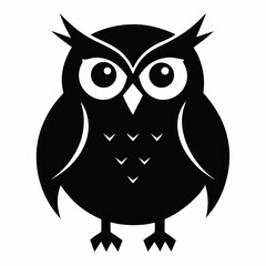 Detailed Owl Silhouette Vector Illustration on White Background for Graphic Design and Creative Projects