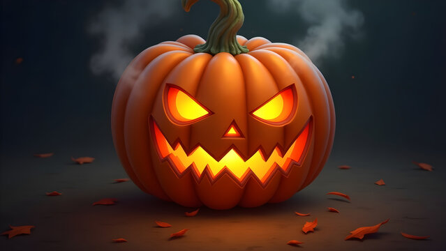 Spooky Halloween Pumpkin with Smoke