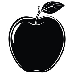 A monochrome apple with a single leaf shows a simple and minimalist artistic rendition
