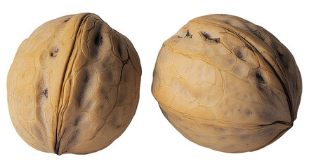Two walnuts , isolated on transparent background, png