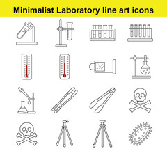 minimalist laboratory icon set on white background. full editable stroke set 