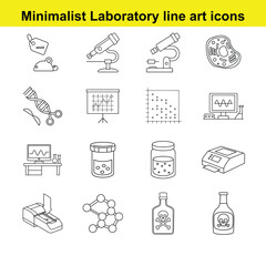 minimalist laboratory icon set on white background. full editable stroke set 