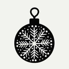 Black Christmas ornament with snowflake design on light background  