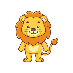 Obraz premium Cute cartoon lion character with big mane and smiling face