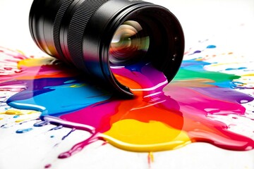 color paint splashes from the camera lens 