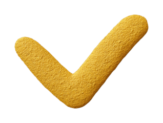 PNG Textured yellow check mark symbol isolated on black background