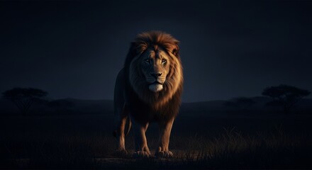 Fototapeta premium Lion in the dark