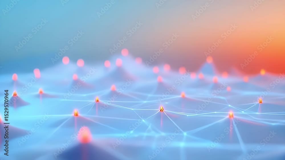 Poster abstract network connection background with blue light digital technology geometric shapes and futur