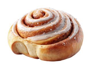 Fototapeta premium PNG Freshly baked cinnamon roll with sweet icing on top