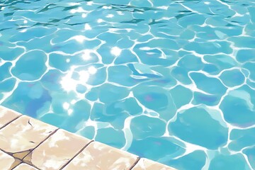 Obraz premium Shimmering pool water painting with bright sunlight reflections scene