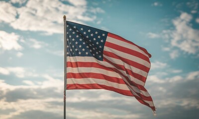 National flag waving in the sky a symbol of freedom and patriotism