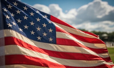 Waving american flag patriotic symbol national colors outdoor background