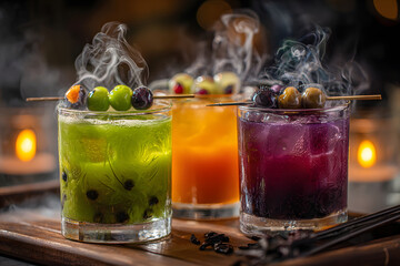 Fototapeta premium Mysterious Halloween Cocktails with Smoke Effect