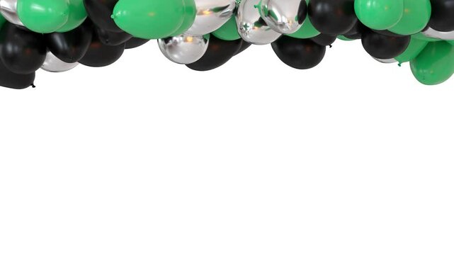 multicolor helium balloons rising and blocking on the ceiling - 3D rendering