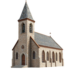 Fototapeta premium Stunning Church with Steeple: A meticulously crafted stone church with a prominent steeple stands tall, its architectural beauty and spiritual essence beautifully captured.