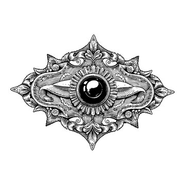 ornate black gem brooch detailed engraving clip art preview