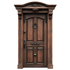 Intricate Wooden Door: A detailed shot of a beautifully carved wooden door, showcasing ornate design and old world charm. the door evokes a sense of history, craftsmanship, and architectural detail.