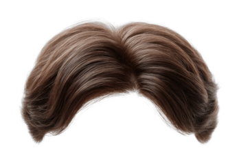 PNG Short wavy brown hairpiece with side parting for styling and fashion
