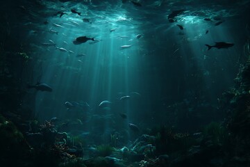 Fototapeta premium Underwater world filled with life and light