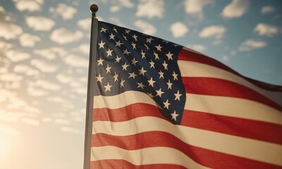 Waving flag national symbol patriotism freedom american background