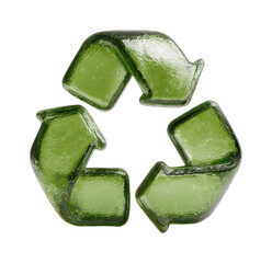 PNG Glass textured green recycling symbol with three circular arrows
