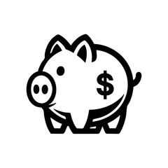 Obraz premium Minimalist vector icon of a piggy bank with a dollar sign, representing savings and finance. Stylized money saving symbol ideal for investment, budget, and economy illustrations.