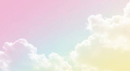 Fototapeta premium Pastel Sky and Cloudscape - Soft pastel colored sky with fluffy white clouds, perfect for dreamy backgrounds or designs